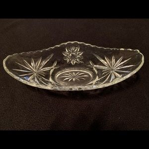 Vintage depression glass oval relish serving bowl